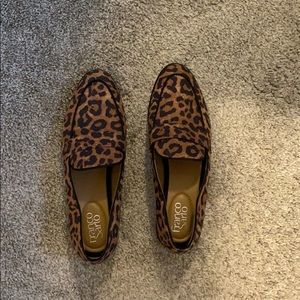 Franco Sarto Cheetah print loafers.